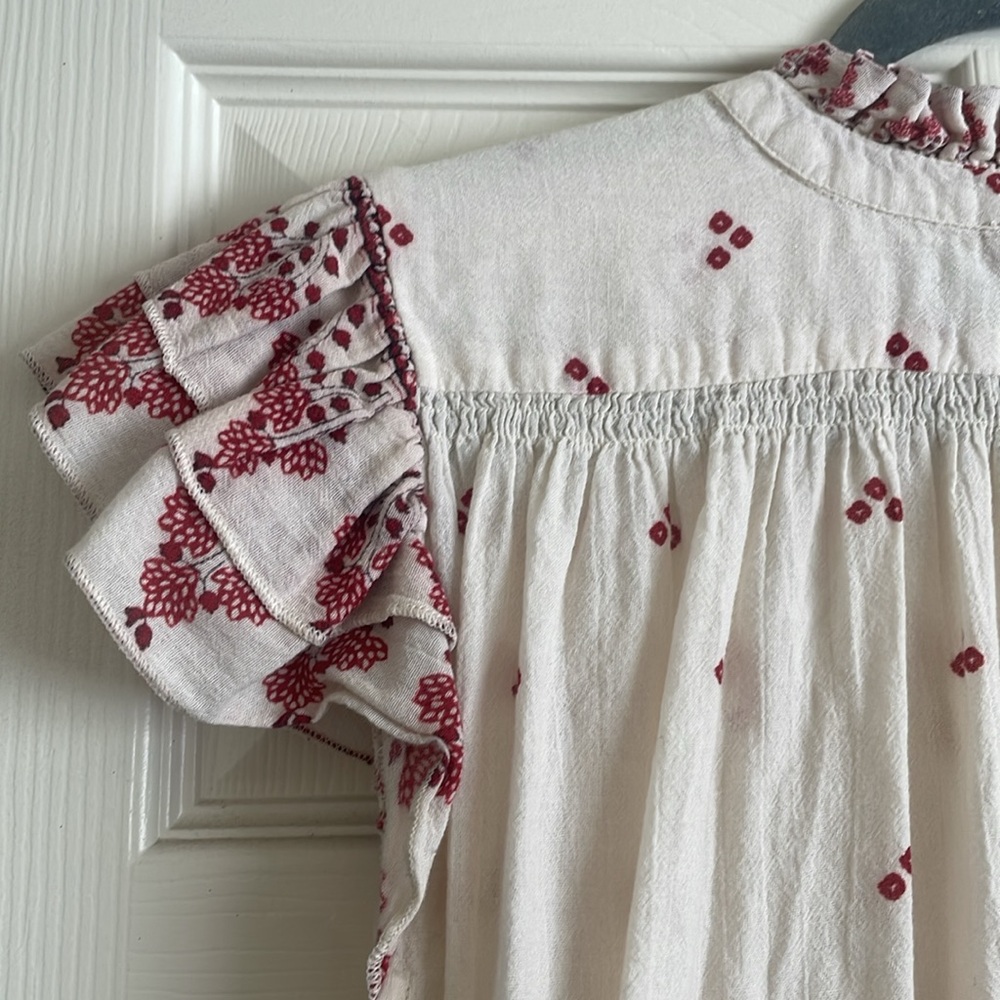 M.A.B.E SS button down ruffle sleeve blouse size M - Picture 6 of 8